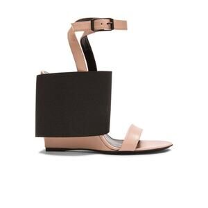 Balenciaga Prism Elastic Wrapped Wedge Nude Black Ankle Strap 35